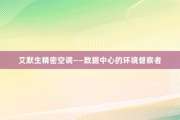 艾默生精密空调——数据中心的环境督察者